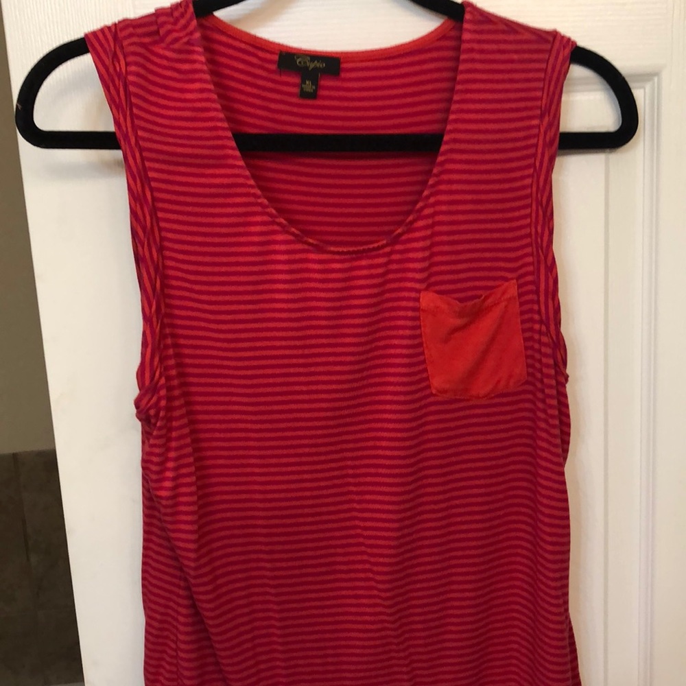 Pink and orange striped tank top
